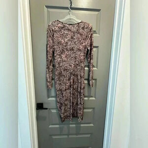 T Tahari Brown Mauve Print Dress Medium